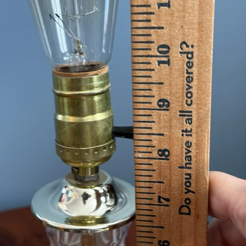 Vintage Cut Glass‎ Accent Lamp Brass-Plated Base 9.5